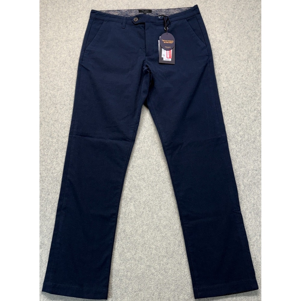 NWT Ted Baker Mens Chino Pants Deep Navy Blue Straight Leg Comfort Slim Fit 34R